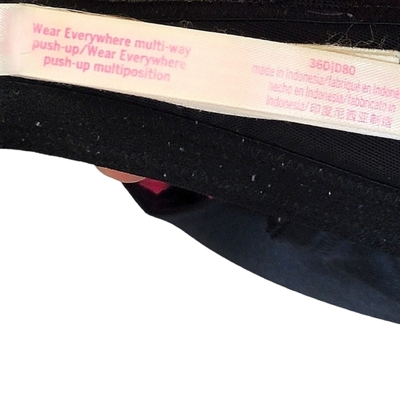 Victoria's Secret PINK Wear Everywhere Multi-way Push Up Black Strapless Bra 36D - Picture 4 of 4